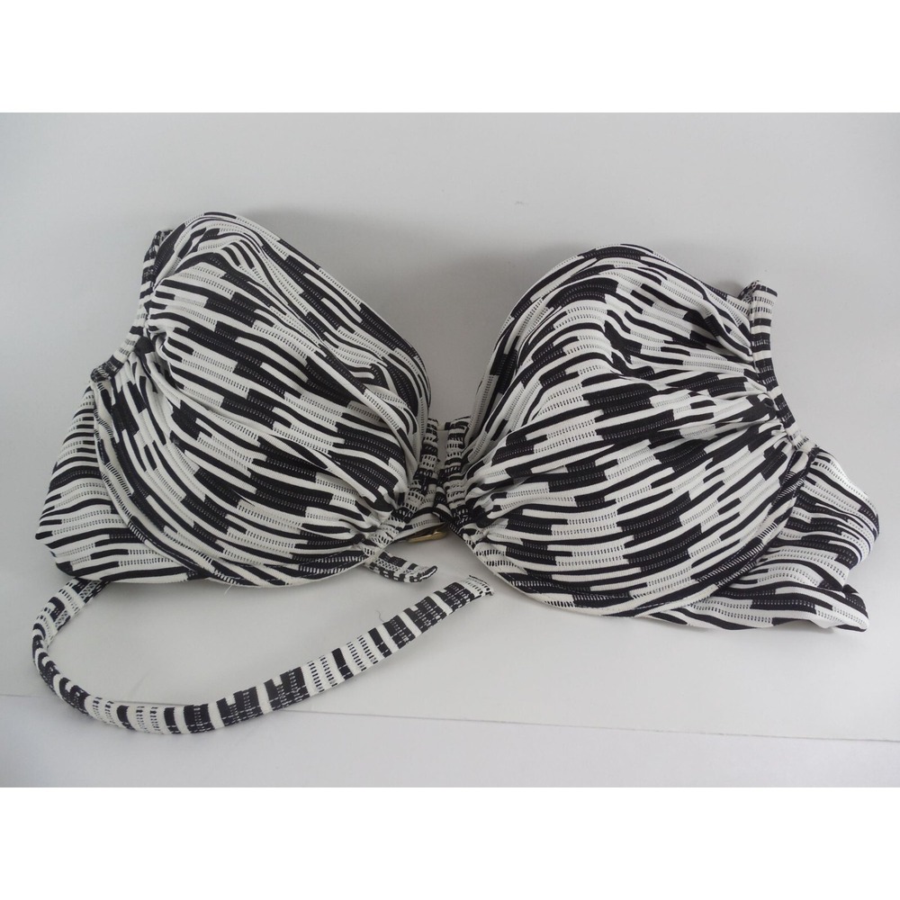Victoria's Secret Swim Top Women's 36DD Padded Black White Geometric Bikini Cap
